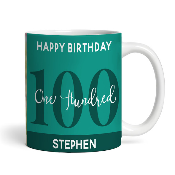 100th Birthday Photo Gift For Him Green Tea Coffee Cup Personalized Mug