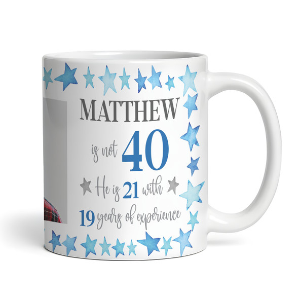 40th Birthday Gift For Him Blue Star Photo Tea Coffee Cup Personalized Mug