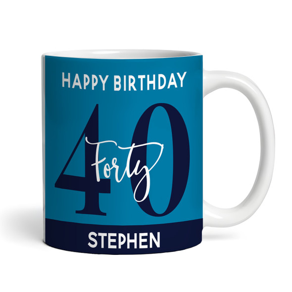 40th Birthday Photo Gift Blue Tea Coffee Cup Personalized Mug