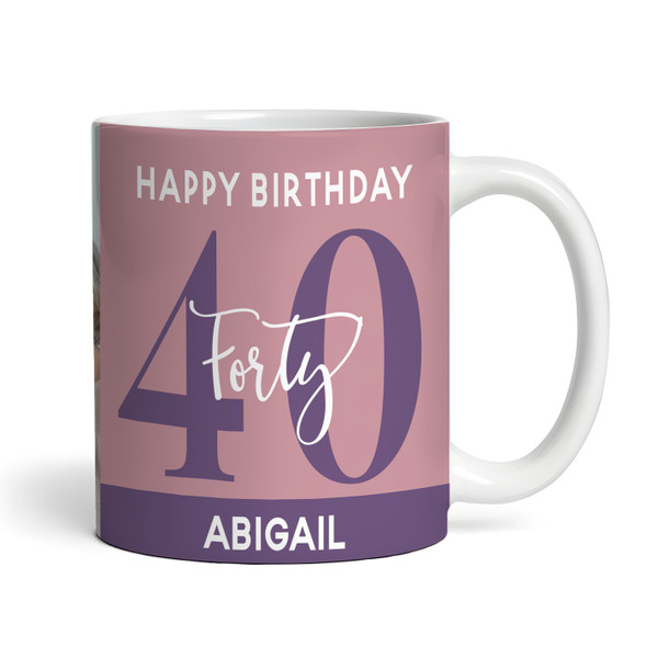 40th Birthday Photo Gift Dusky Pink Tea Coffee Cup Personalized Mug