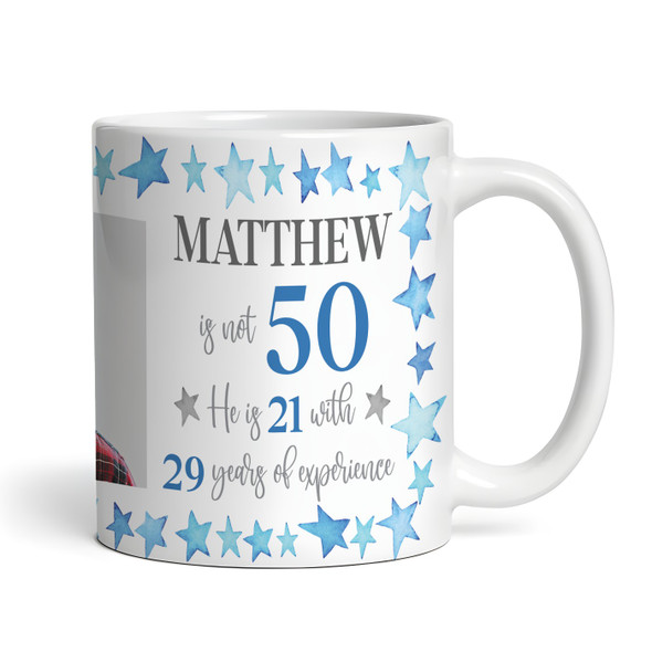 50th Birthday Gift For Him Blue Star Photo Tea Coffee Cup Personalized Mug