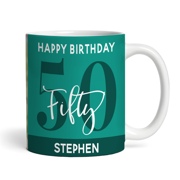 50th Birthday Photo Gift For Him Green Tea Coffee Cup Personalized Mug