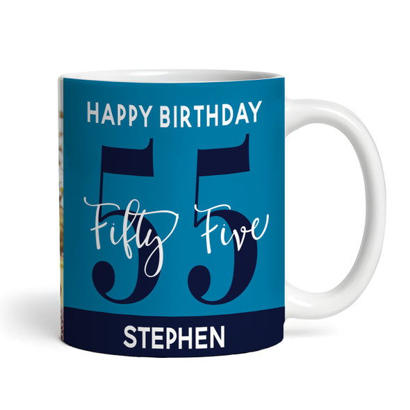 55th Birthday Photo Gift Blue Tea Coffee Cup Personalized Mug