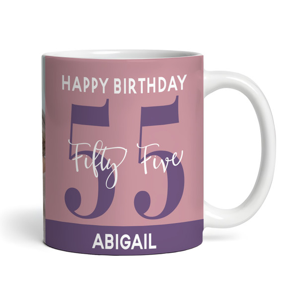 55th Birthday Photo Gift Dusky Pink Tea Coffee Cup Personalized Mug