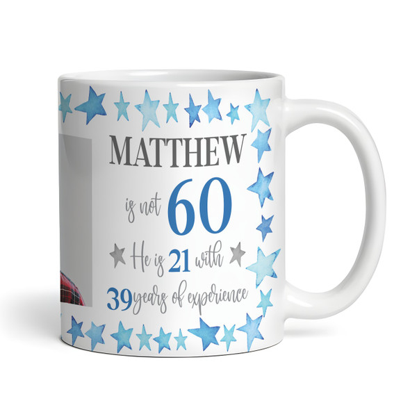 60th Birthday Gift For Him Blue Star Photo Tea Coffee Cup Personalized Mug