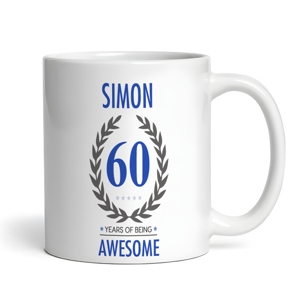 60th Birthday Gift For Man Blue Male Mens 60th Birthday Present Personalized Mug