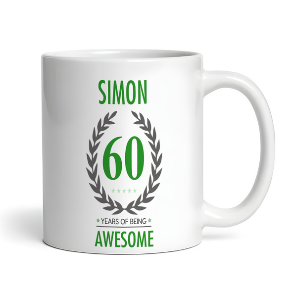 60th Birthday Gift For Man Green Male Mens 60 Birthday Present Personalized Mug