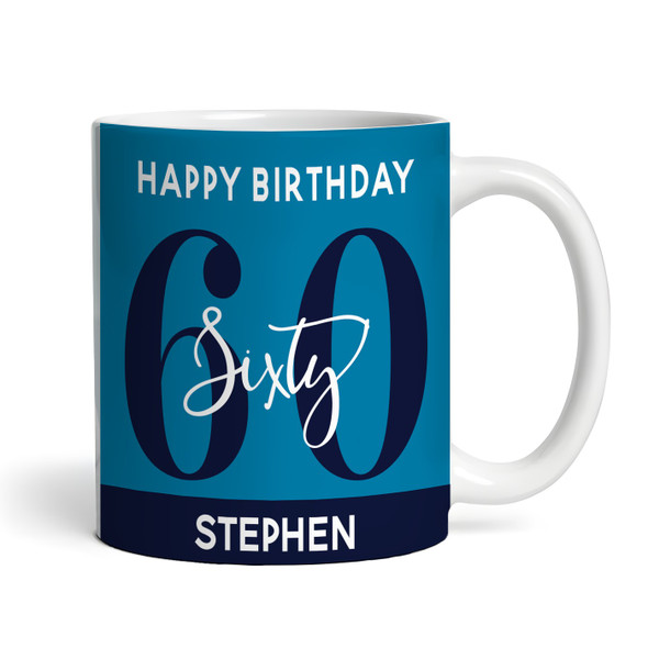 60th Birthday Photo Gift Blue Tea Coffee Cup Personalized Mug