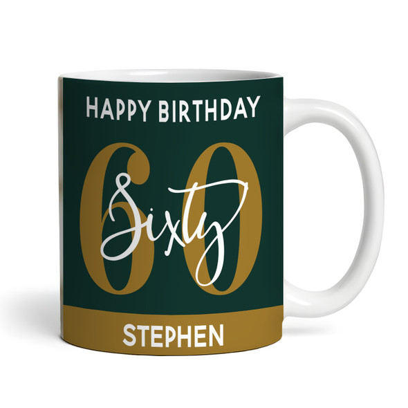 60th Birthday Photo Gift For Him Green Gold Tea Coffee Cup Personalized Mug