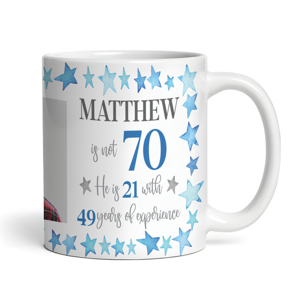 70th Birthday Gift For Him Blue Star Photo Tea Coffee Cup Personalized Mug