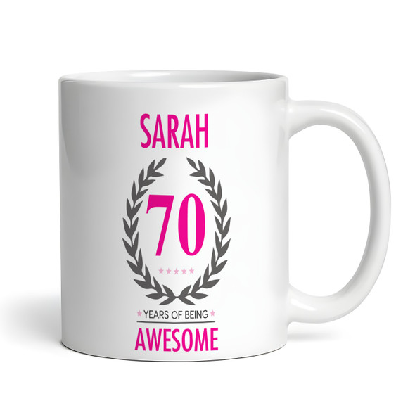 70th Birthday Gift For Women Pink Ladies Birthday Present Personalized Mug