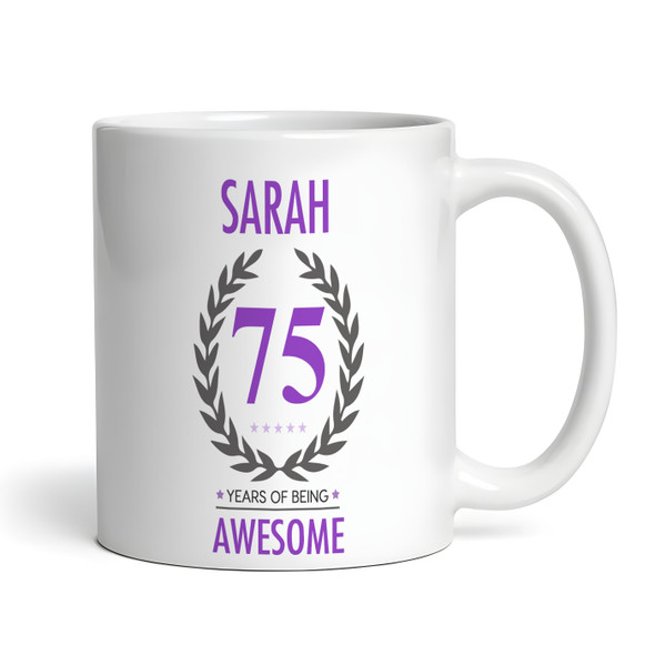 75th Birthday Gift For Women Purple Ladies Birthday Present Personalized Mug