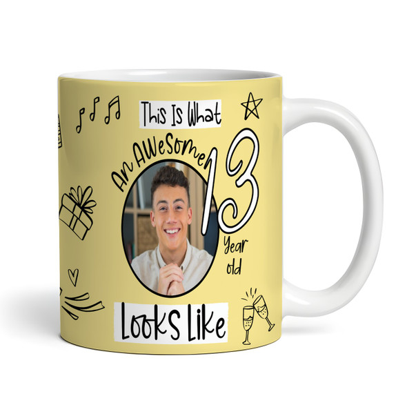 13th Birthday Gift Circle Photo Yellow Tea Coffee Cup Personalized Mug