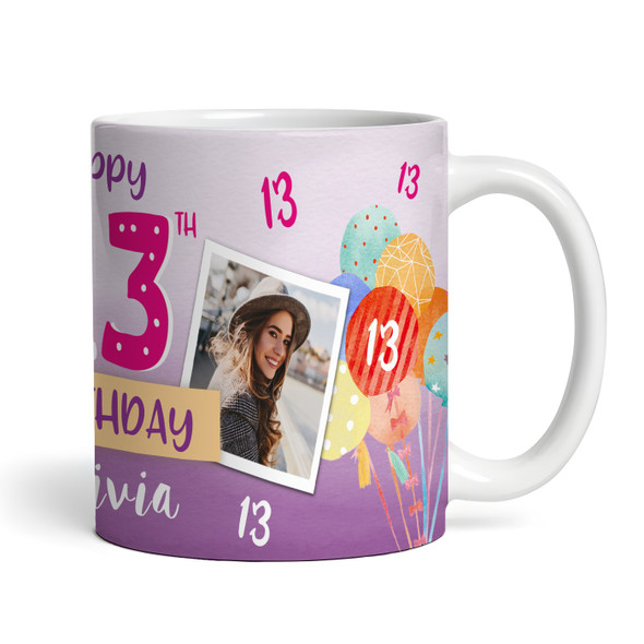 13th Birthday Gift For Girl Balloons Photo Tea Coffee Cup Personalized Mug