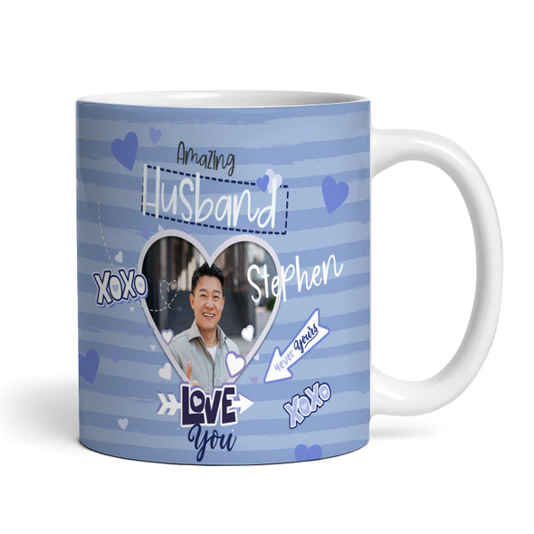 Amazing Husband Gift Blue Heart Photo Frame Tea Coffee Cup Personalized Mug