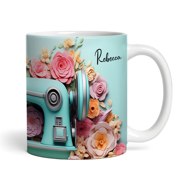 Floral Hobby Themed Sewing Machine Name Tea Coffee Cup Gift Personalized Mug