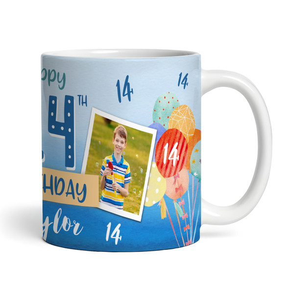 14th Birthday Gift For Boy Balloons Photo Tea Coffee Cup Personalized Mug