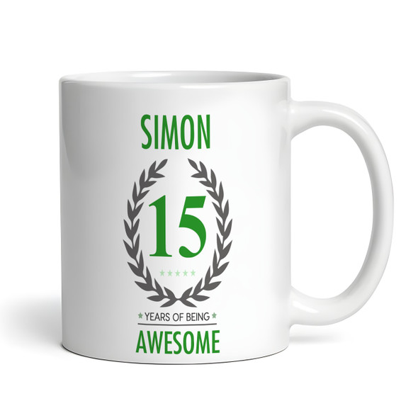Present For Teenage Boy 15th Birthday Gift 15 Awesome Green Personalized Mug