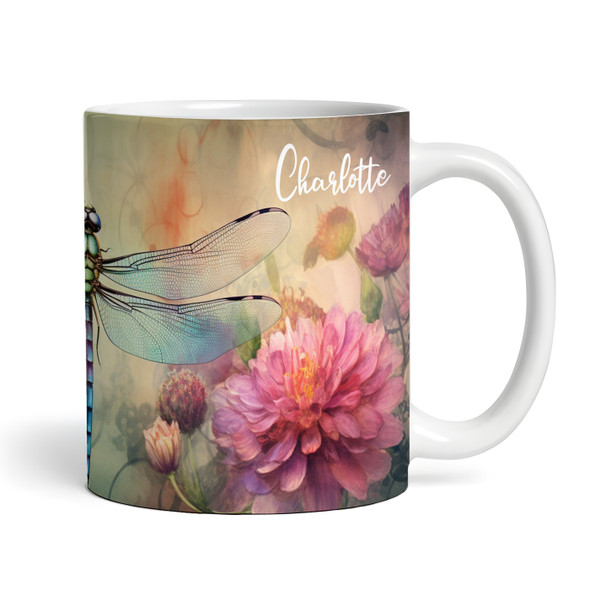 Stunning Floral Dragonfly Name Tea Coffee Cup Custom Gift Personalized Mug