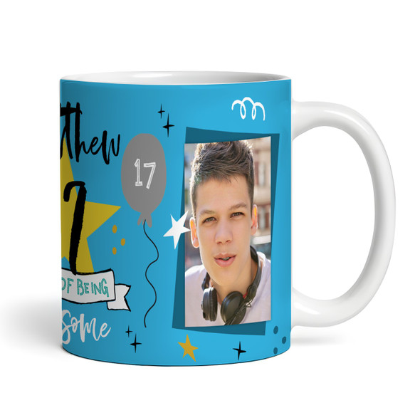 17 Years Photo Blue 17th Birthday Gift For Teenage Boy Awesome Personalized Mug