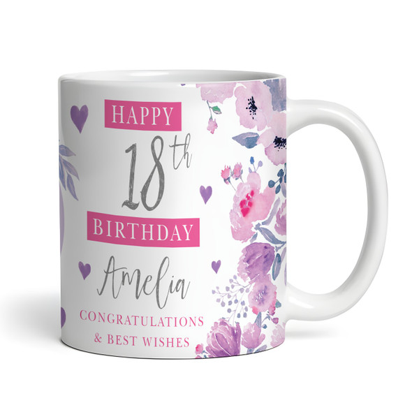 18th Birthday Gift For Her Purple Flower Photo Tea Coffee Cup Personalized Mug