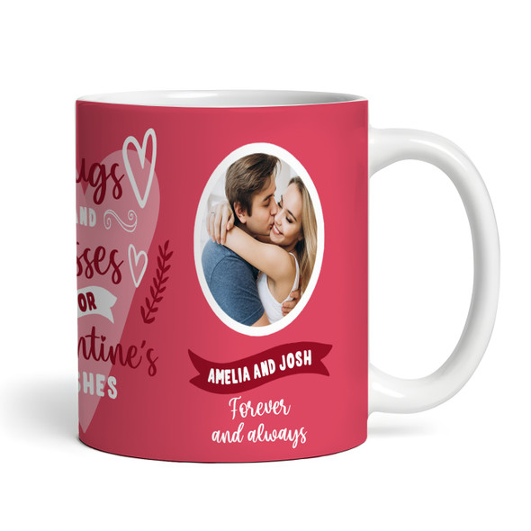 Hugs & Kisses Valentines Gift Photo Red Personalized Mug