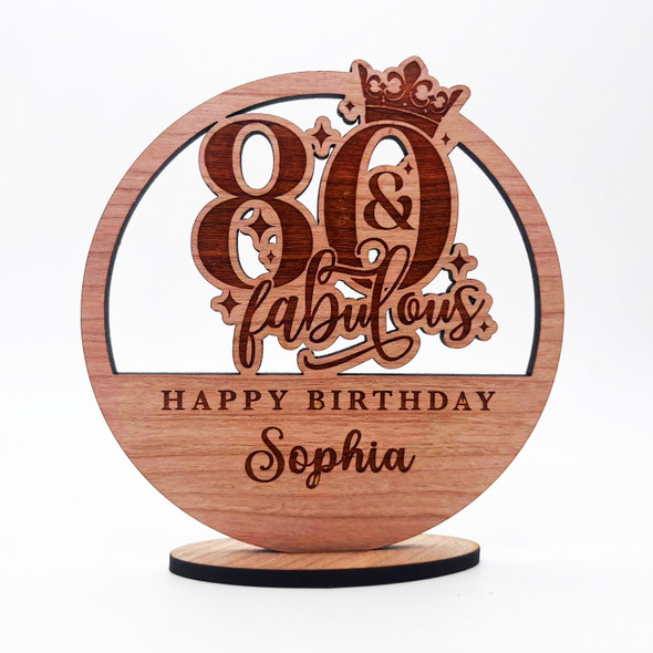 Engraved Wood 80 & Fabulous Milestone Age Birthday Keepsake Personalized Gift