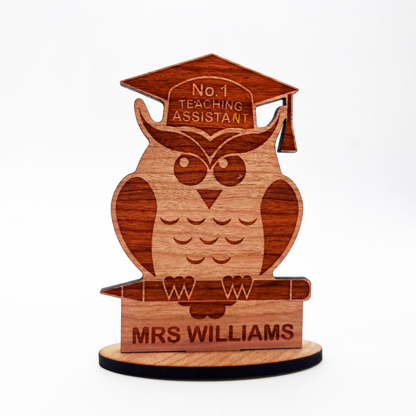 No.1 Owl Teaching Assistant Thank You School Leavers Keepsake Personalized Gift