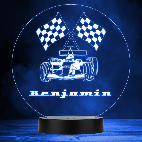 Sport Racing Car Flag Motorsport Fan Personalized Gift MultiColor Lamp Night Light