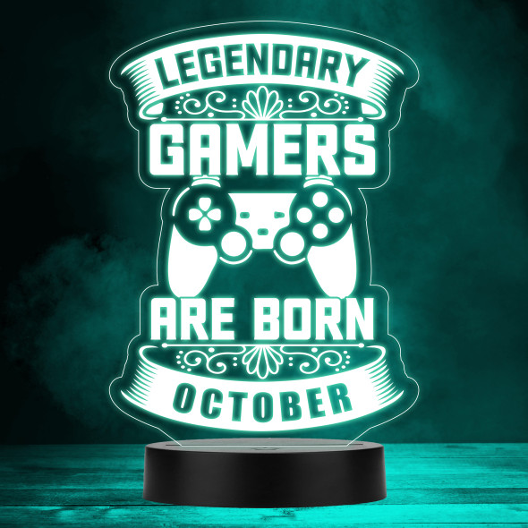 Video Gaming Legendary Gamers Birthday October Personalized Gift RGB Lamp Night Light