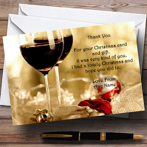 Wine Personalized Christmas Party Thank You Cards