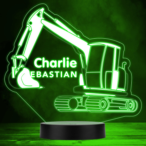 Digger Outline Kids Construction Builder Personalized Gift RGB LED Lamp Night Light
