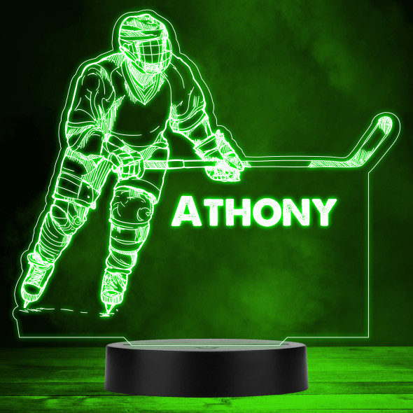 Ice Hockey Player Skates Sports Fan Personalized Gift MultiColor Lamp Night Light