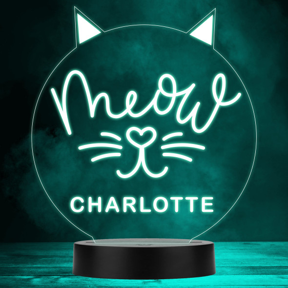 Meow Cat Ears Shape Heart Nose Kitten Animal Lover Personalized Gift Lamp Night Light