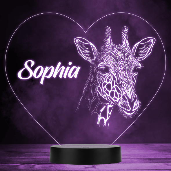 Pretty Giraffe Line Drawing Heart Personalized Gift Color Changing Lamp Night Light