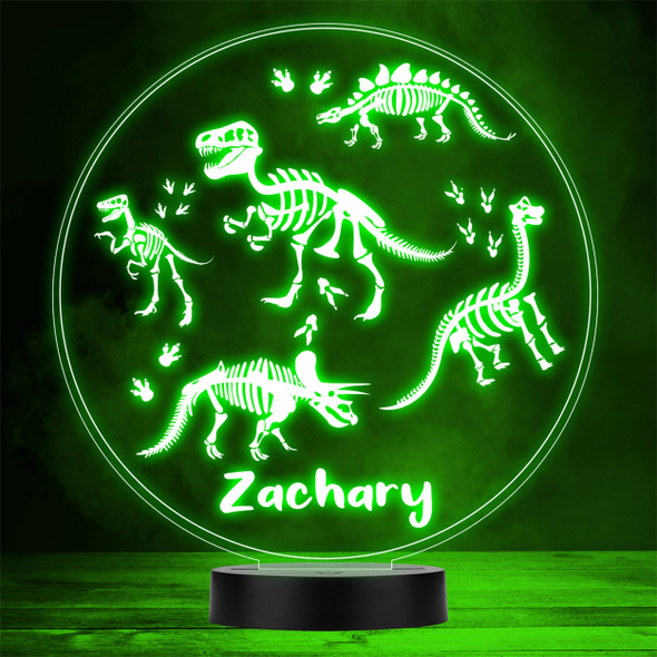 Dinosaurs Skeletons Footprints Round LED Lamp Personalized Gift Night Light