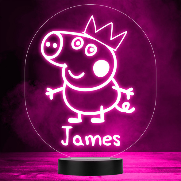 George Pig In Crown Kids Peppa Pig Character LED Lamp Personalized Gift Night Light