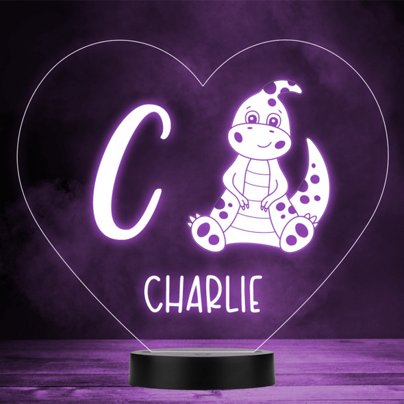 Kids Baby Dinosaur Initial Letter C Heart LED Lamp Personalized Gift Night Light