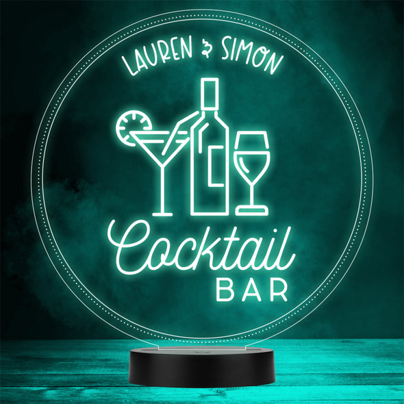 Cocktail Glasses & Bottle Family Home Bar Man Cave Color Changing Lamp Night Light