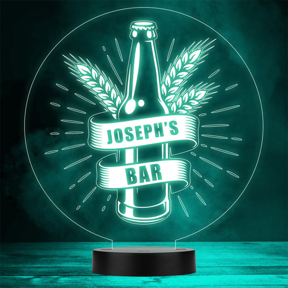 Beer Bottle & Grains Your Name Home Bar Man Cave Gift Color Changing Lamp Night Light