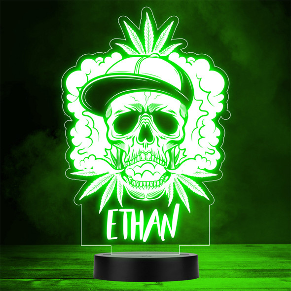 Gothic Skull Snapback Cannabis Leaf Smoke Gift Color Changing Lamp Night Light