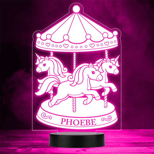 Kids Baby Unicorn Fair Carousel Horses Gift Color Changing Lamp Night Light