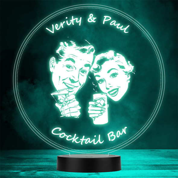 Vintage Couple Cocktails Toasting Home Bar Man Cave Color Changing Lamp Night Light