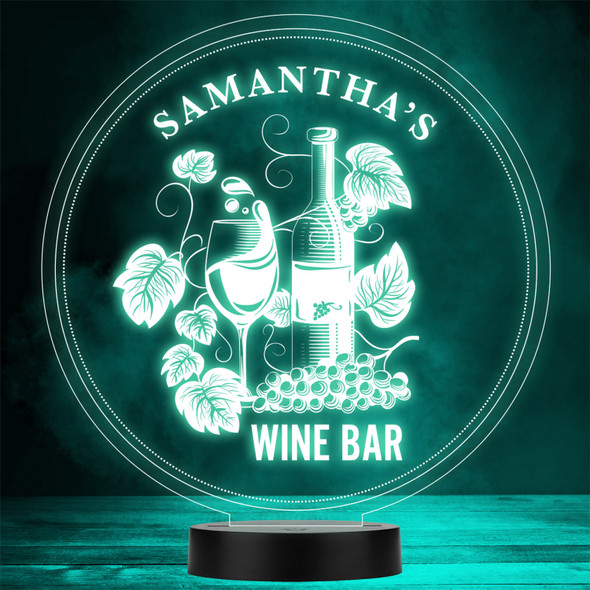 Wine Bar Bottle With Glass & Grapes Leaves Gift Color Changing Lamp Night Light