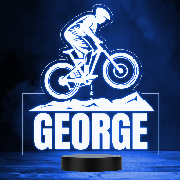 Mountain Bike Cyclist Biker Sports Fan Personalized Color Changing Lamp Night Light