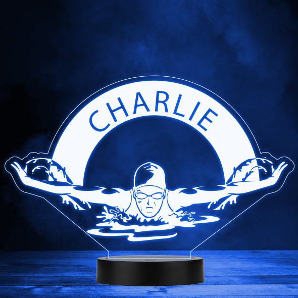 Swimming Silhouette Swimmer Sports Personalized Gift Color Changing Lamp Night Light