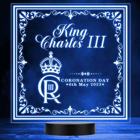 Swirl Square Frame King Charles III Coronation Souvenir LED Lamp Color Night Light Swirl Square Frame King Charles III Coronation Souvenir LED Lamp Color Night Light