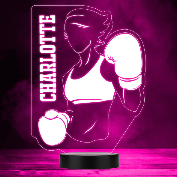 Boxing Girl In Gloves Boxer Sports Fan Personalized Color Changing Lamp Night Light