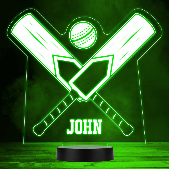 Cricket Bats & Ball Sports Fan Personalized Gift Color Changing Lamp Night Light