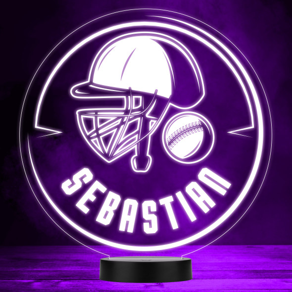 Cricket Helmet & Ball Sports Fan Personalized Gift Color Changing Lamp Night Light